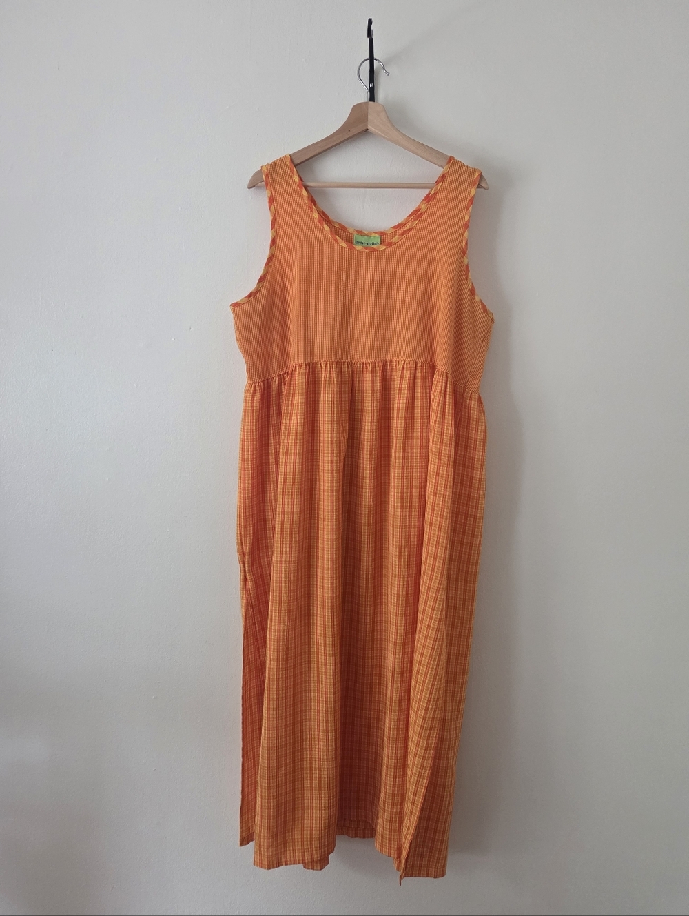 Sleeveless Orange and Yellow Gingham Dress